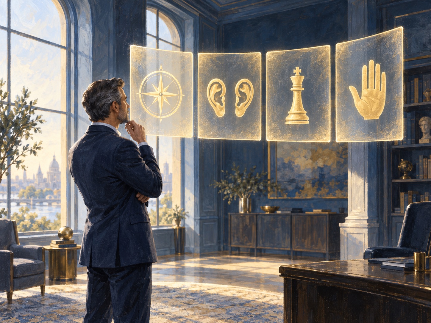Posture de dirigeant dans le luxe : quatre repères en suspens, la boussole, l'écoute, la stratégie et la main ouverte